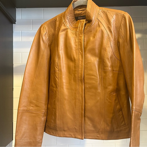 Quince Women's Tan Camel Leather Jacket - Picture 3 of 9